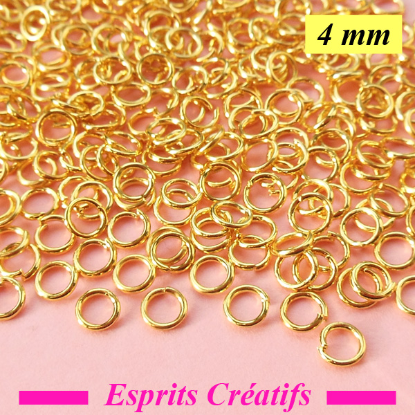 Lot D'environ 500 Apprêts Anneaux Ouverts 4mm - Métal Doré - Pour Création Bijoux Et DIY - Neuf
